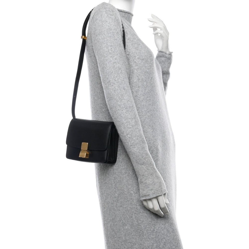 Celine Small Classic Box Bag Black Calfskin Gold Hardware Crossbody